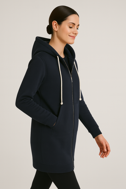 Women Longline Zip Hoodie | Ember