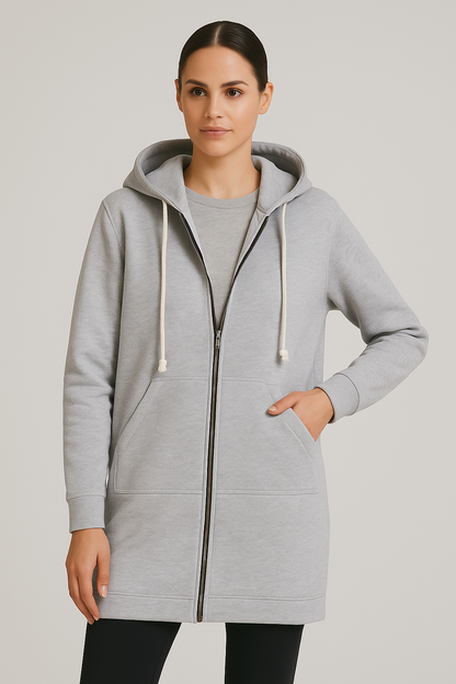Women Longline Zip Hoodie | Ember