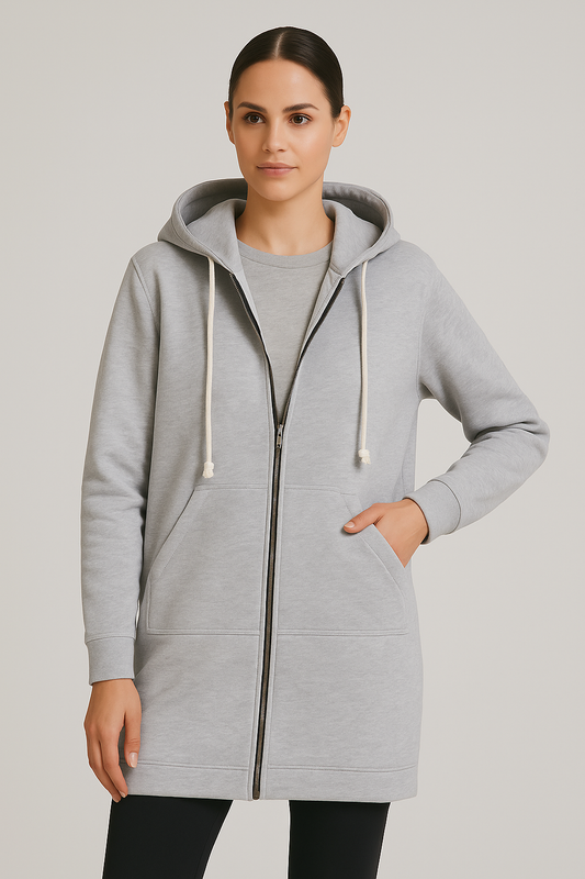 Women Longline Zip Hoodie | Ember