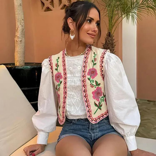 Floral Embroidered Vest | Ava