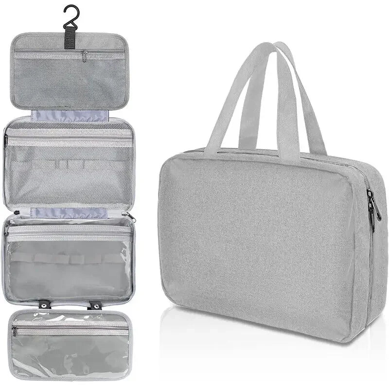 Compact 3-in-1 Hanging Makeup Organizer and Cosmetic Storage Bag for Travel - Efficient Makeup and Toiletries Storage Solution 0