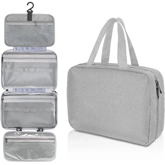 Compact 3-in-1 Hanging Makeup Organizer and Cosmetic Storage Bag for Travel - Efficient Makeup and Toiletries Storage Solution 0