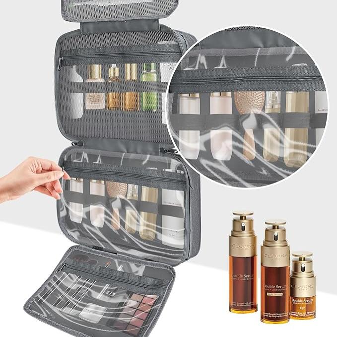 Compact 3-in-1 Hanging Makeup Organizer and Cosmetic Storage Bag for Travel - Efficient Makeup and Toiletries Storage Solution 4