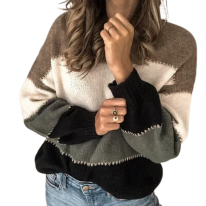 Women Cozy Colorblock Knit Sweater | Madeline