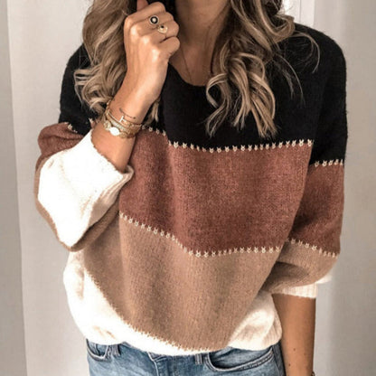 Women Cozy Colorblock Knit Sweater | Madeline