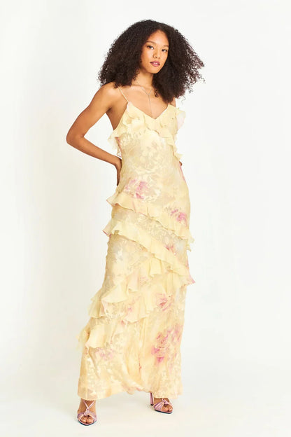 Floral Ruffle Maxi Dress | Sarah