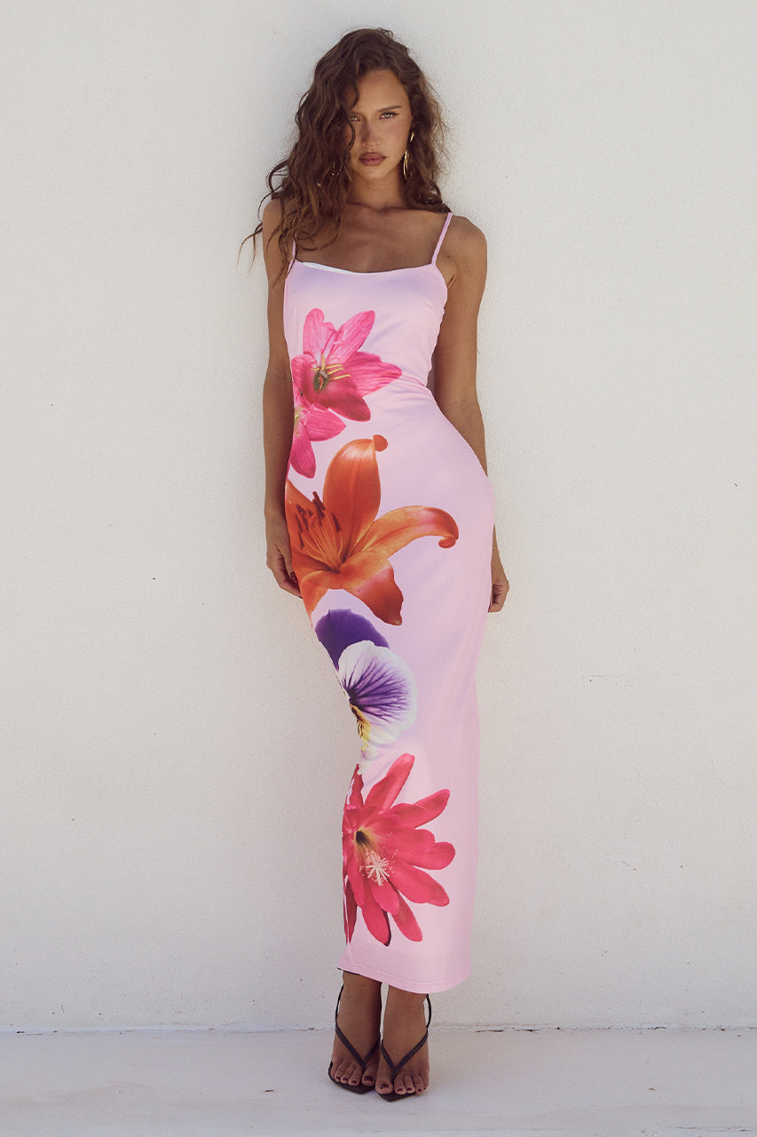 Flower Print Dress Bodycon | Amber