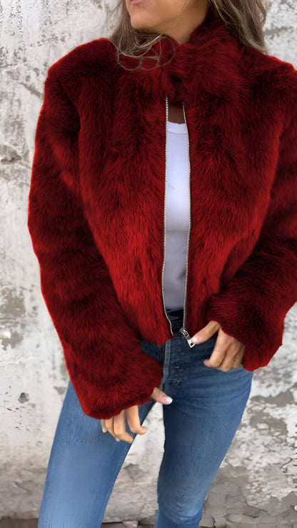 Women Plush Faux Fur Jacket | Lirienne