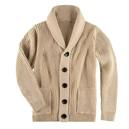 Japheth - Collared cardigan - Ribbed pattern