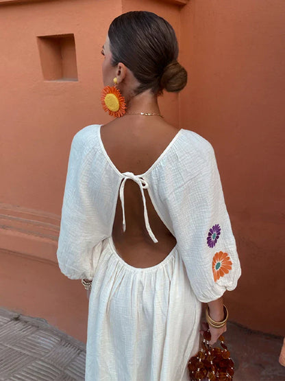 Boho Embroidered Maxi Dress | Eva