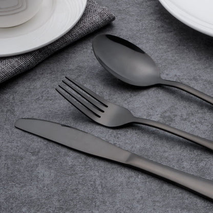 Matte Black Stainless Steel Cutlery Set – 30 or 60 Pieces