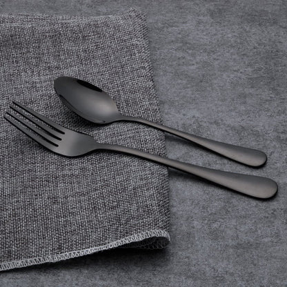 Matte Black Stainless Steel Cutlery Set – 30 or 60 Pieces