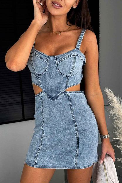 Denim Cut-Out Mini Dress | Carmen