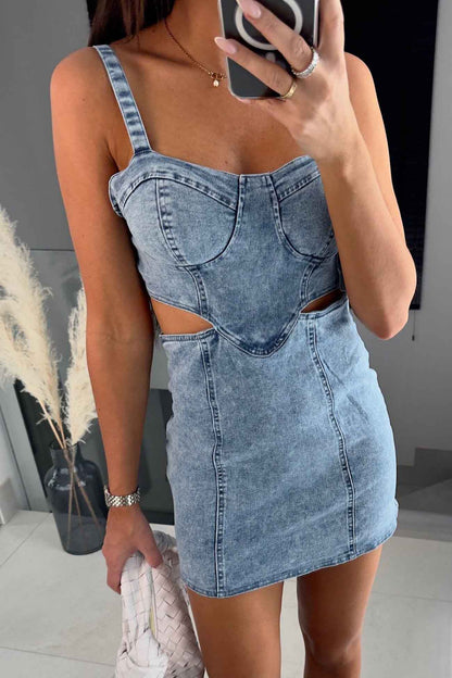 Denim Cut-Out Mini Dress | Carmen