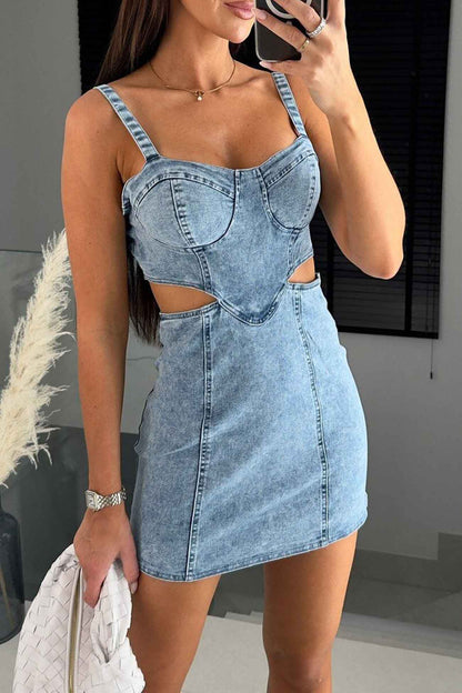 Denim Cut-Out Mini Dress | Carmen