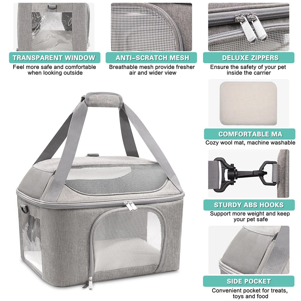 Pet Carrier Black Oxford Fabric | WagCarrier-4