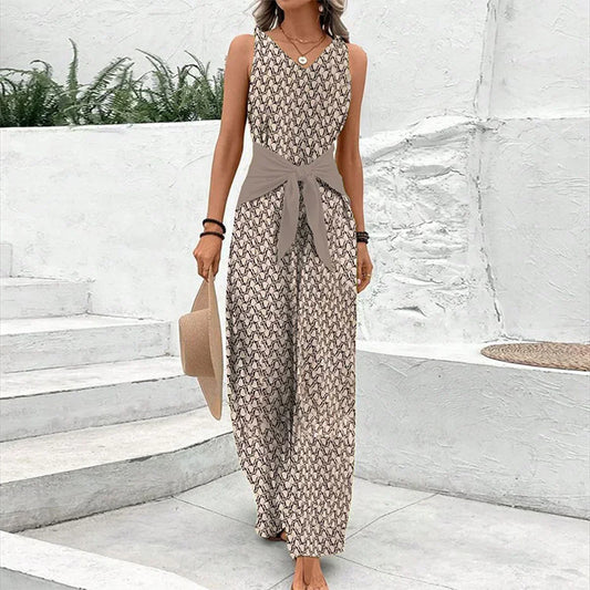 Sleeveless Printed Wide-Leg Jumpsuit | Ester