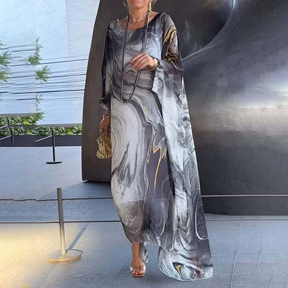 Women Elegant Marble Style Maxi Dress | Mallory