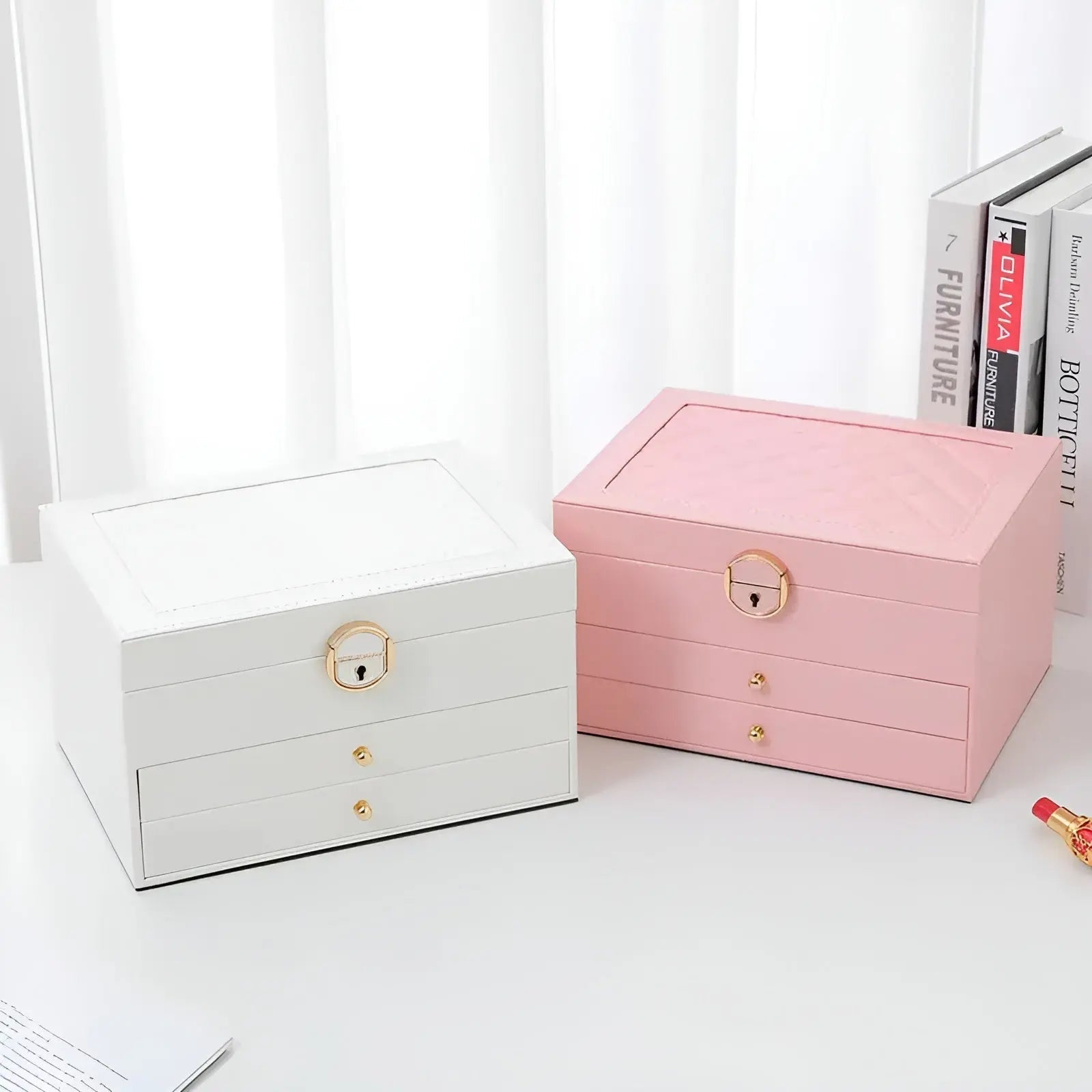 Elegant Multi-Layer Jewelry Box in PU Leather – Stylish Travel Jewelry Case with Compartments for Rings, Necklaces, and Earrings 5