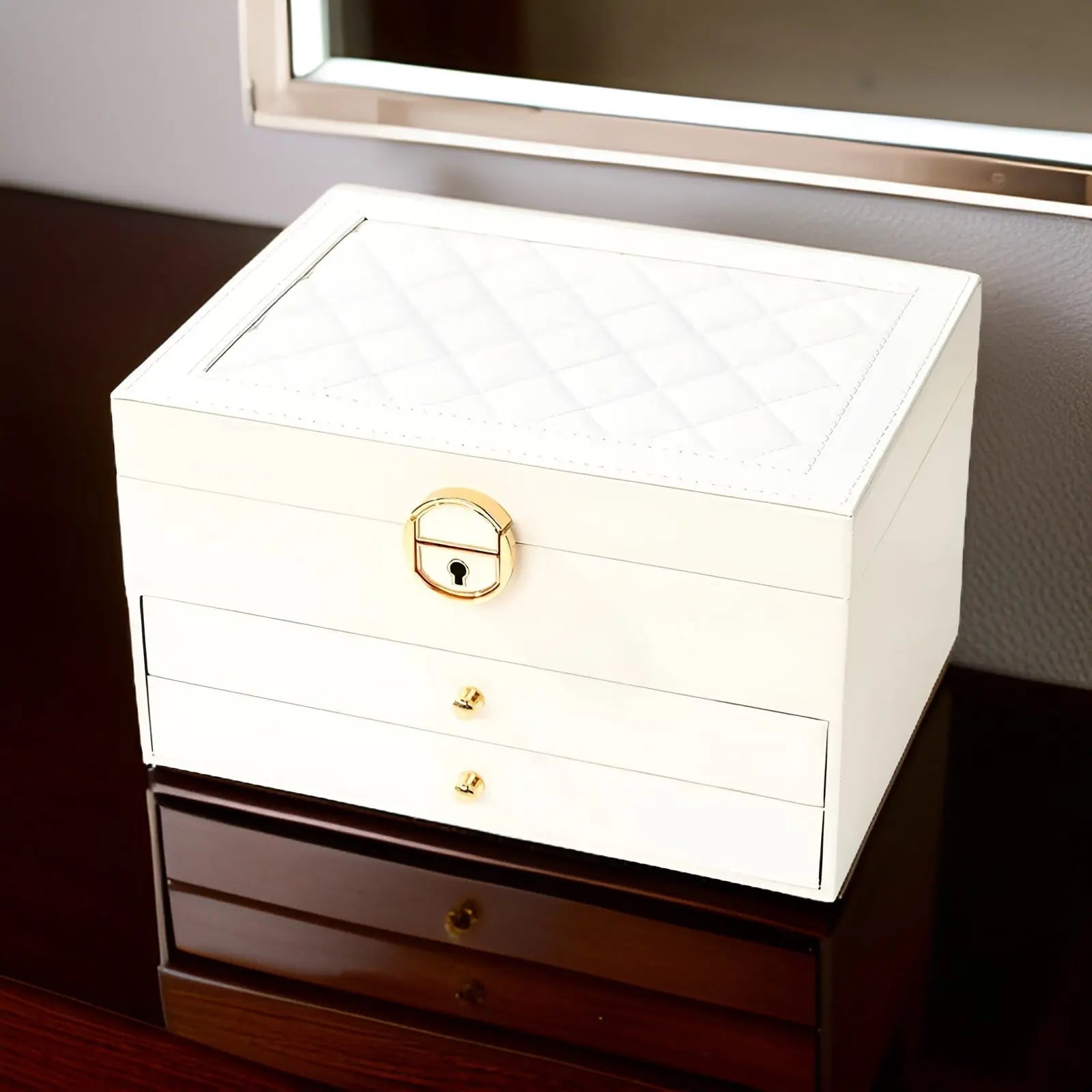Elegant Multi-Layer Jewelry Box in PU Leather – Stylish Travel Jewelry Case with Compartments for Rings, Necklaces, and Earrings 6
