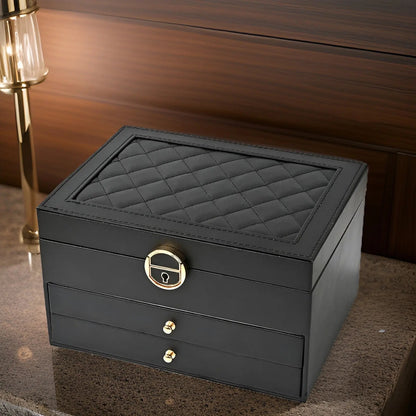 Elegant Multi-Layer Jewelry Box in PU Leather – Stylish Travel Jewelry Case with Compartments for Rings, Necklaces, and Earrings 7