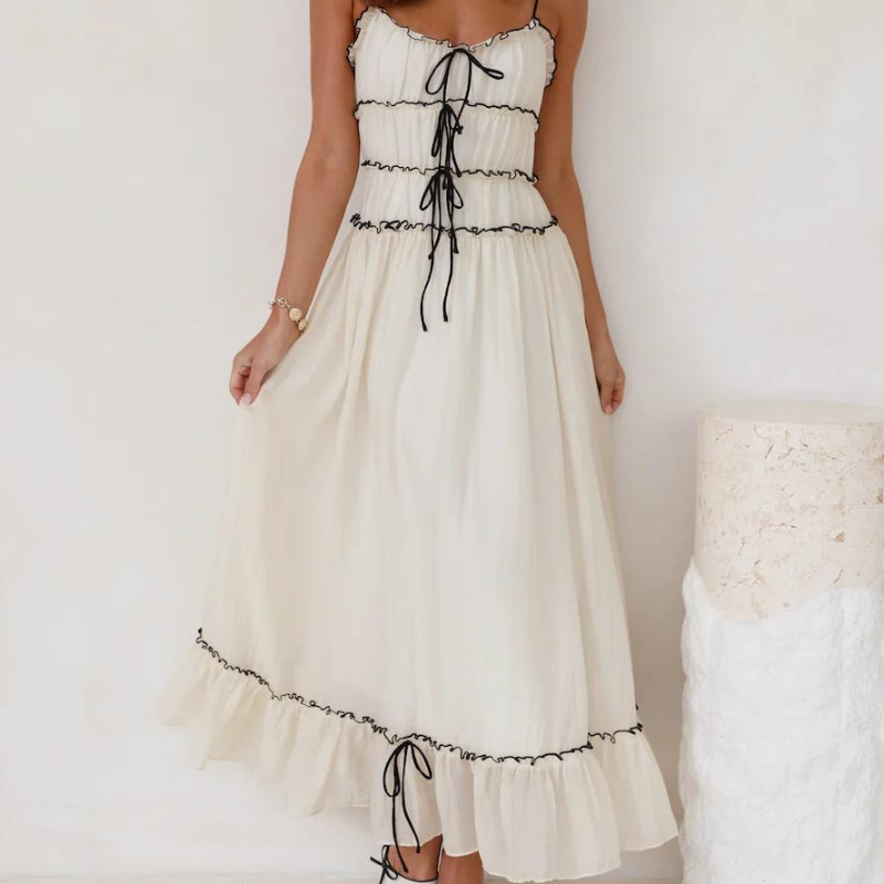 Elegant Ruffled Maxi Dress | Rhiannon