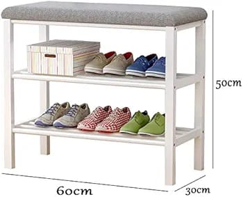 Entryway Shoe Rack Bench with Storage and Seating – Stylish Blue and Gray Design for Space-Saving Shoe Storage 3