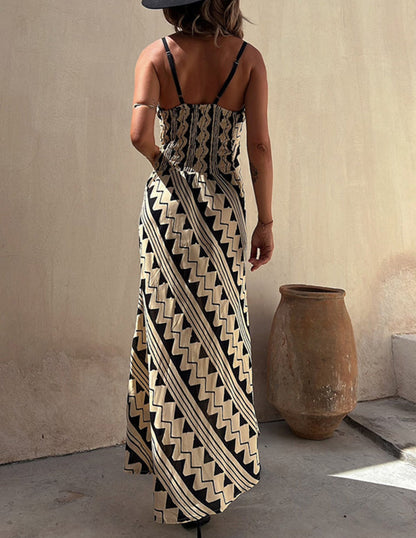 Women Midi Dress Satin Ethnic Print | Cory-2