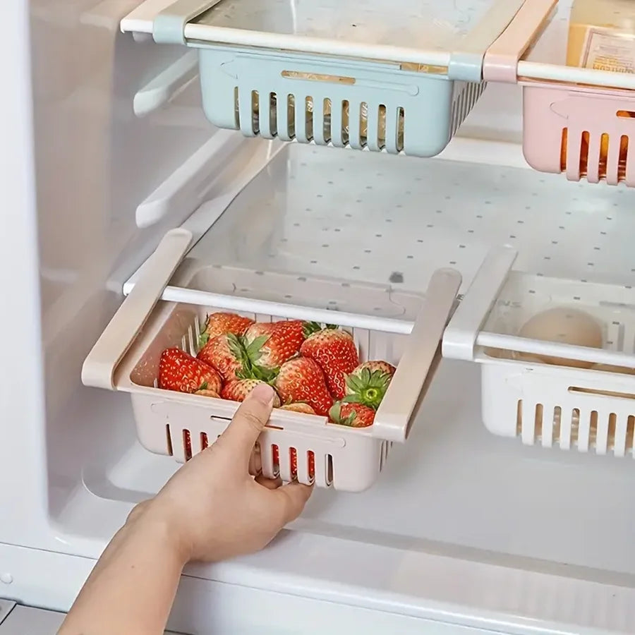 Expandable Fridge Storage Container for Fruits and Vegetables – Adjustable Organizer with Integrated Drainage for Refrigerator 1