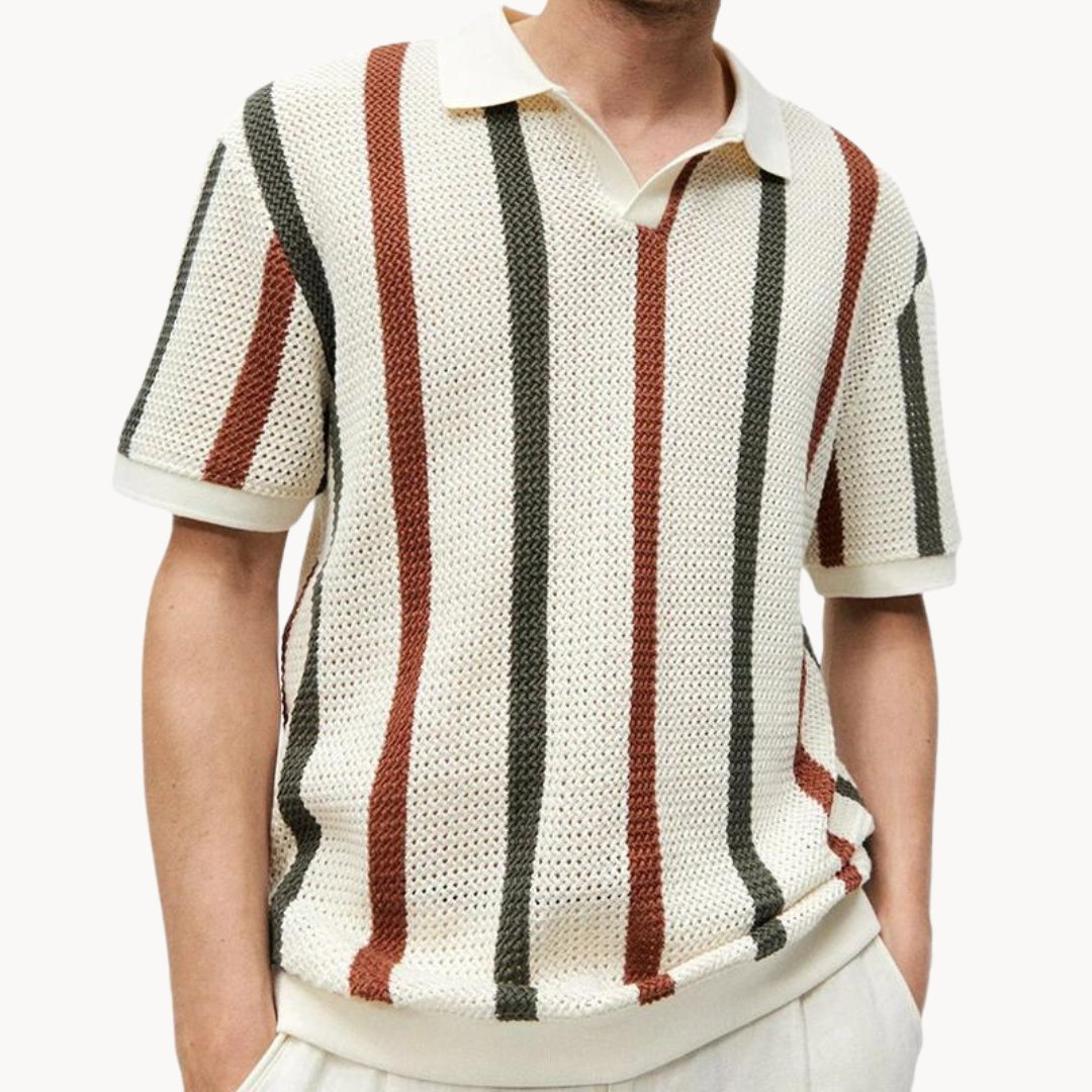 Striped Knit Polo Shirt | Lance