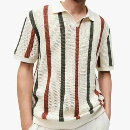 Striped Knit Polo Shirt | Lance