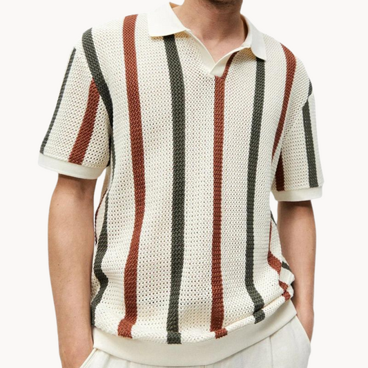 Striped Knit Polo Shirt | Lance