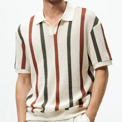 Striped Knit Polo Shirt | Lance