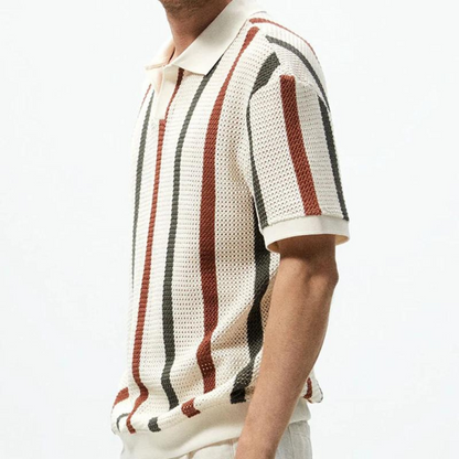 Striped Knit Polo Shirt | Lance