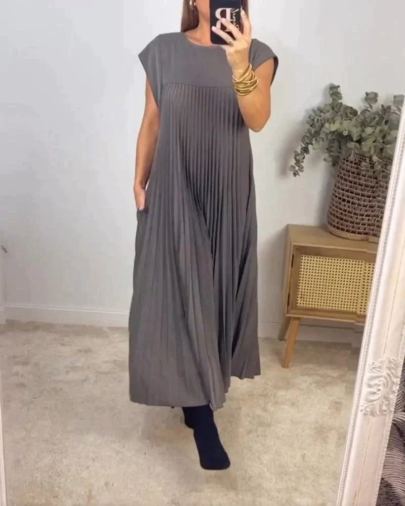Women Elegant Pleated Maxi Dress | Amara