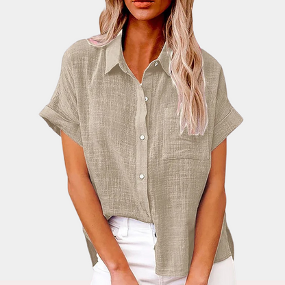 Stylish Linen Button-Up Shirt | Elodie