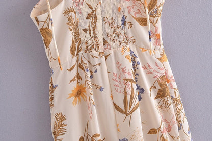 Felicia Floral Print Bustier Midi Chiffon Dress