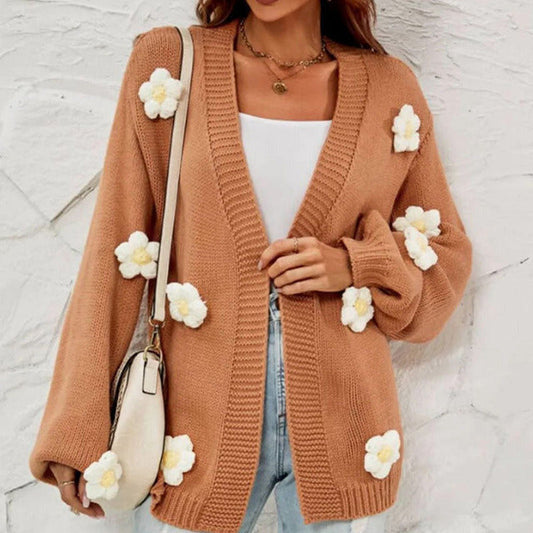 Women 3D Floral Oversized Knit Cardigan | Dylanne