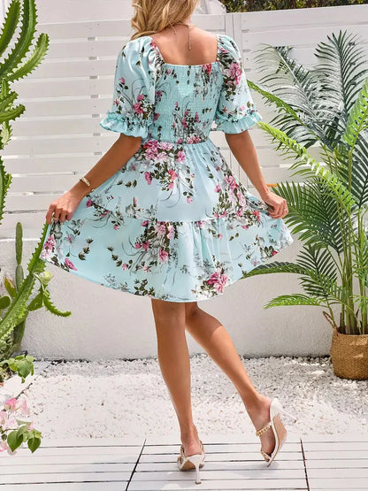 Women Mini Dress Floral Cotton | Laken-2