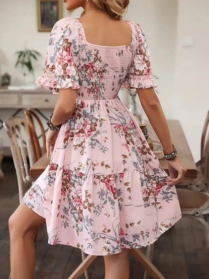 Women Mini Dress Floral Cotton | Laken-5