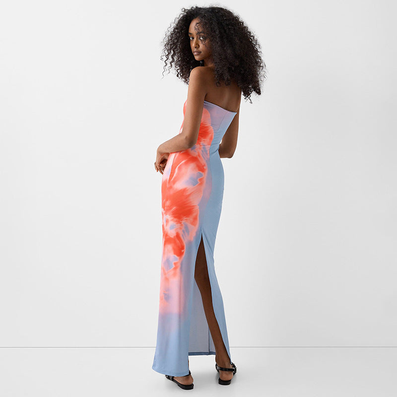 Strapless Printed Maxi Dress | Janaya