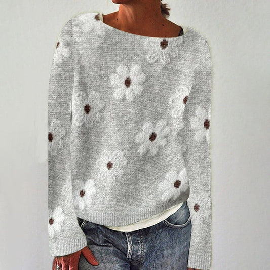 Women Floral Pattern Knit Sweater | Caliana