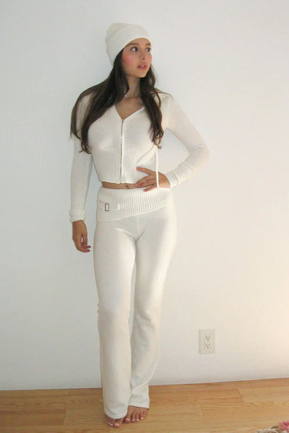 Women Training Suit Grey Knitted | Delilah-1