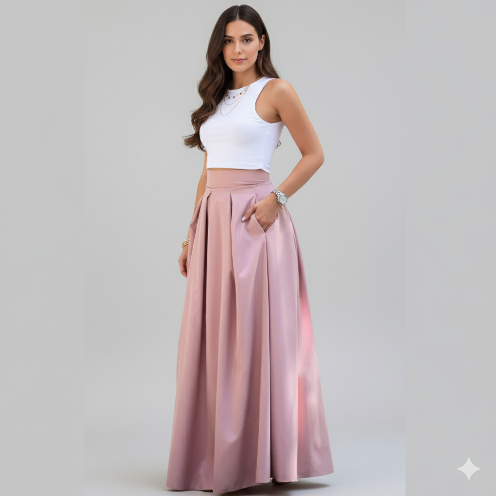 Women  Elegant Pleated Maxi Skirt | Vesper