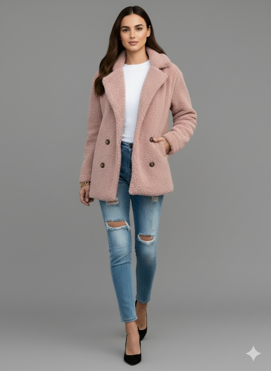 Wendy | Chic Cozy Double-Breasted Teddy Coat for Women