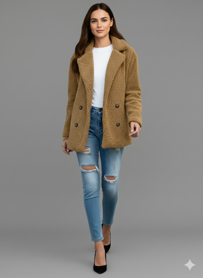 Wendy | Chic Cozy Double-Breasted Teddy Coat for Women