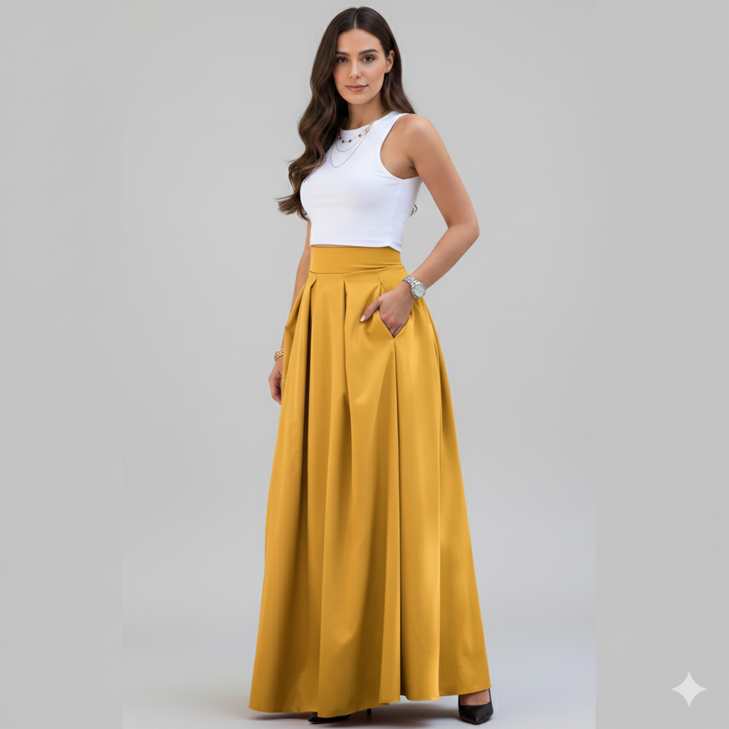 Women  Elegant Pleated Maxi Skirt | Vesper
