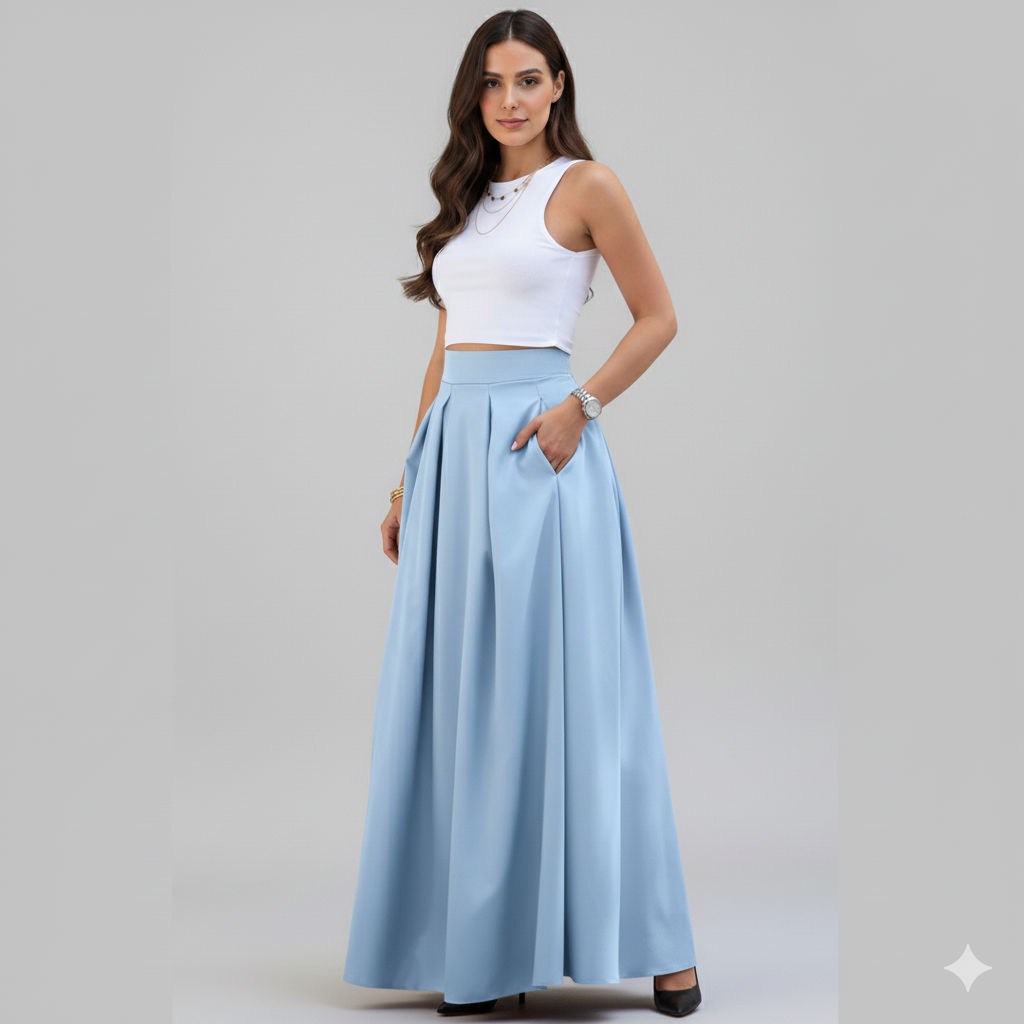 Women  Elegant Pleated Maxi Skirt | Vesper