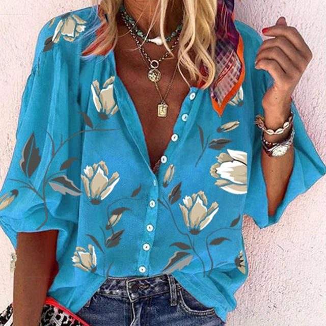 Floral Button-Up Blouse | Flora