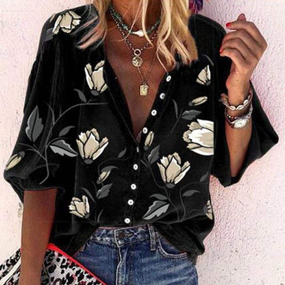 Floral Button-Up Blouse | Flora